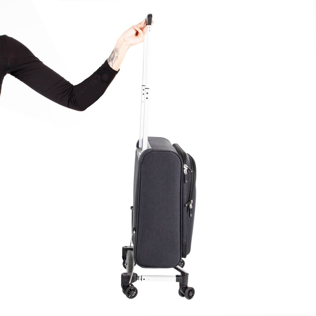 roll on board with skyrider™ a carry-on suitcase that